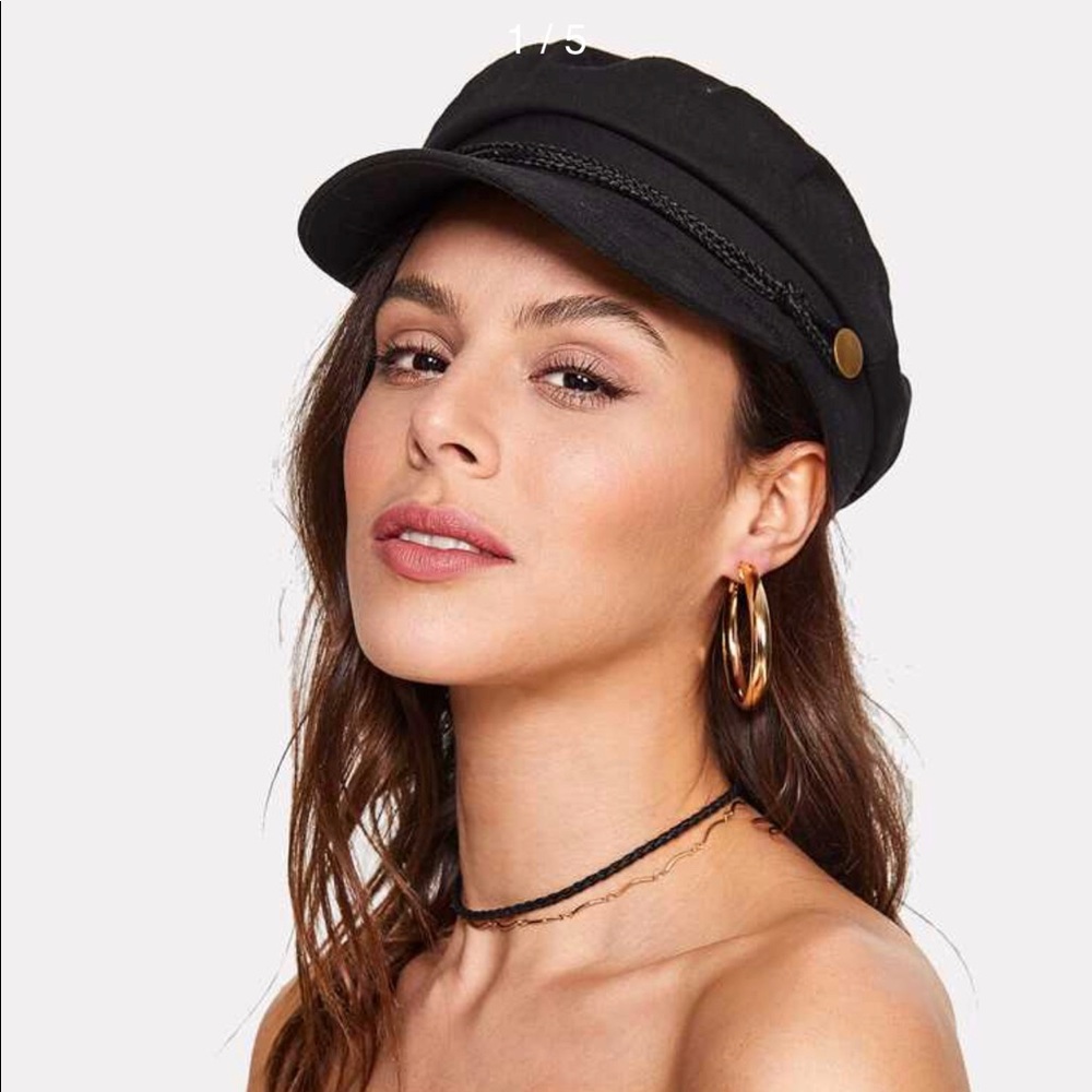Black Cabby Cabbie Bakerboy Hat One Size